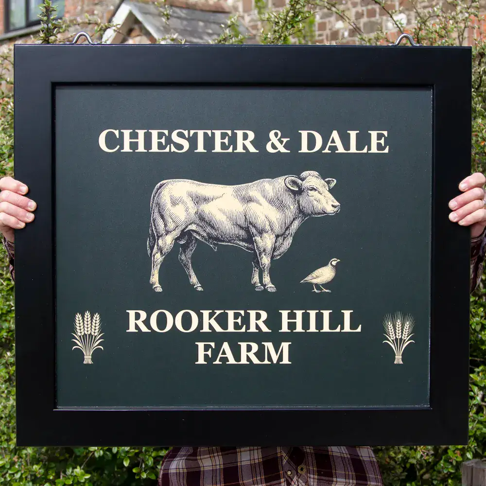 Hanging Painted Hardwood Framed Signs - Printed Design