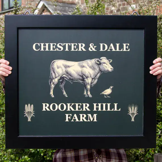 Double sided hanging sign with painted wooden frame  | The Sign Maker Shop
