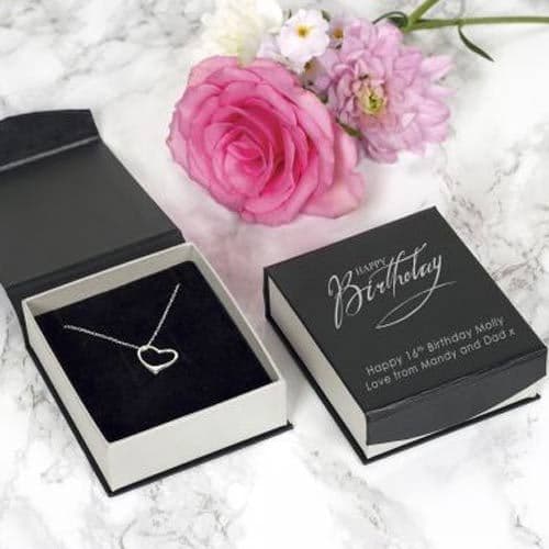 Happy Birthday Silver Heart Necklace | The Sign Maker Shop
