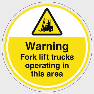 Hazard Sign - ASWAG - Warning Fork Loft Trucks Operating  In This Area
