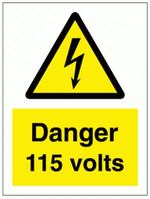 Hazard Sign - Danger 115 Volts (7618)