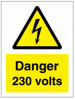 Hazard Sign - Danger 230 Volts (7588)