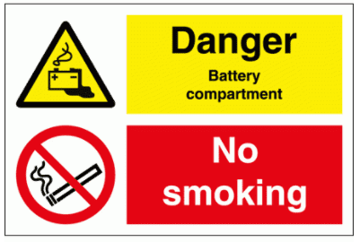 Danger Battery compartment No smoking Sign - 3107| The Sign Maker