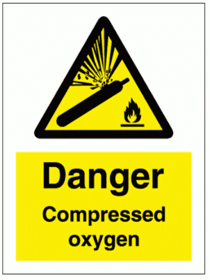 Hazard Sign - Danger Compressed Oxygen (7585)