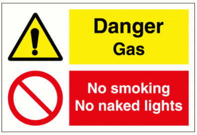 Danger Gas No smoking No naked flames Sign - 3119| The Sign Maker