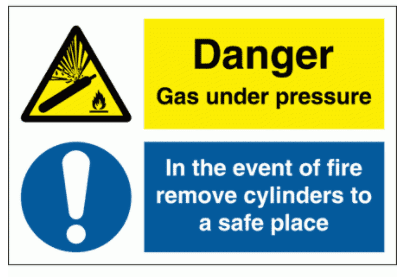 Danger Gas under pressure, In the event of a fire remove cylinder to a safe place Sign - 3102| The Sign Maker