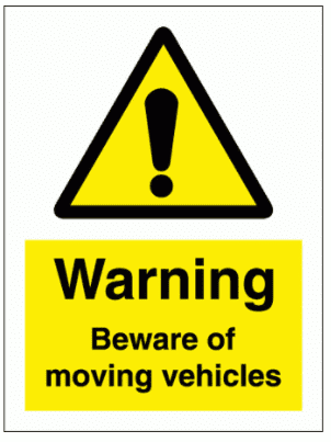 Hazard Sign - Warning Beware Of Moving Vehicles (7643)