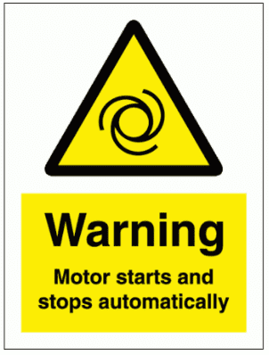 Hazard Sign - Warning Motor Stops And Starts Automatically (7557)