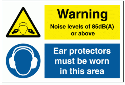 Hazard Sign - Warning Noise level Ear protection must be worn (3118)