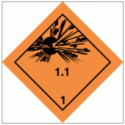 Hazardous Substance Diamond - Explosive Class 1 1.1 (2222)