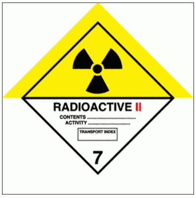 Hazardous Substance Diamond - Radioactive Class 7 Category II (2218)