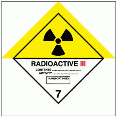 Hazardous Substance Diamond - Radioactive Class 7 Category III (2219)