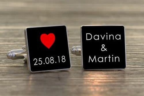 Heart Date Square Cufflink
