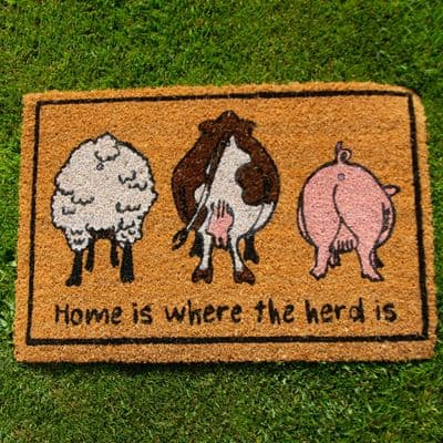 Home Is Where The Herd Is Doormat - Coir