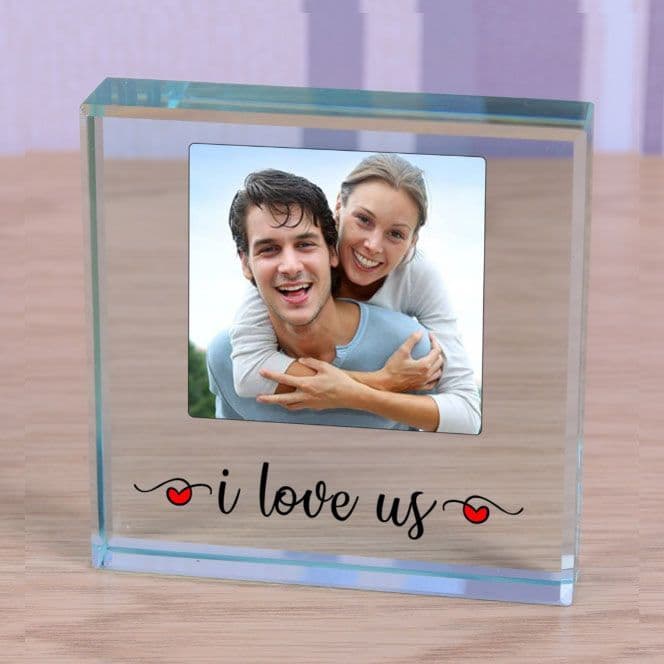 I Love Us - Glass Photo Block - Small