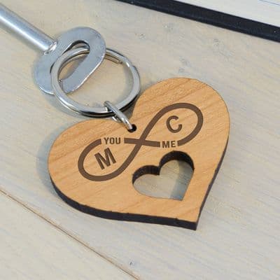 Infinity Initials - Wooden Key Ring