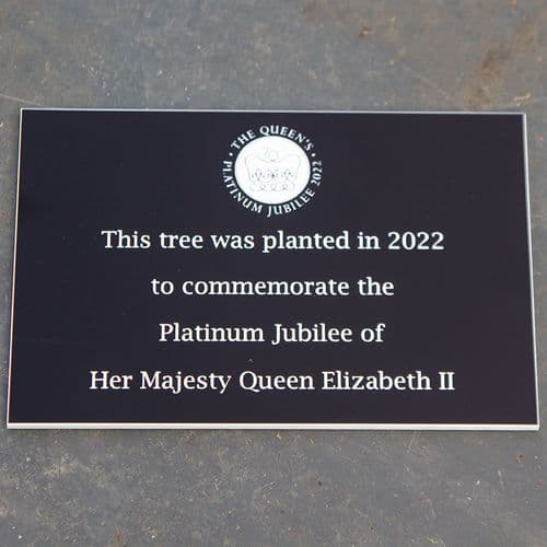 Jubilee Plaque for Tree Planting fixed to Wrought Iron Stake The Sign Maker Shop