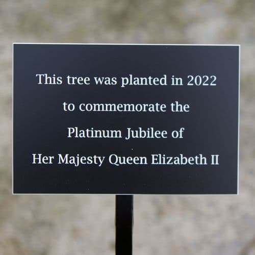 Jubilee Plaque for Tree Planting fixed to Wrought Iron Stake The Sign Maker Shop