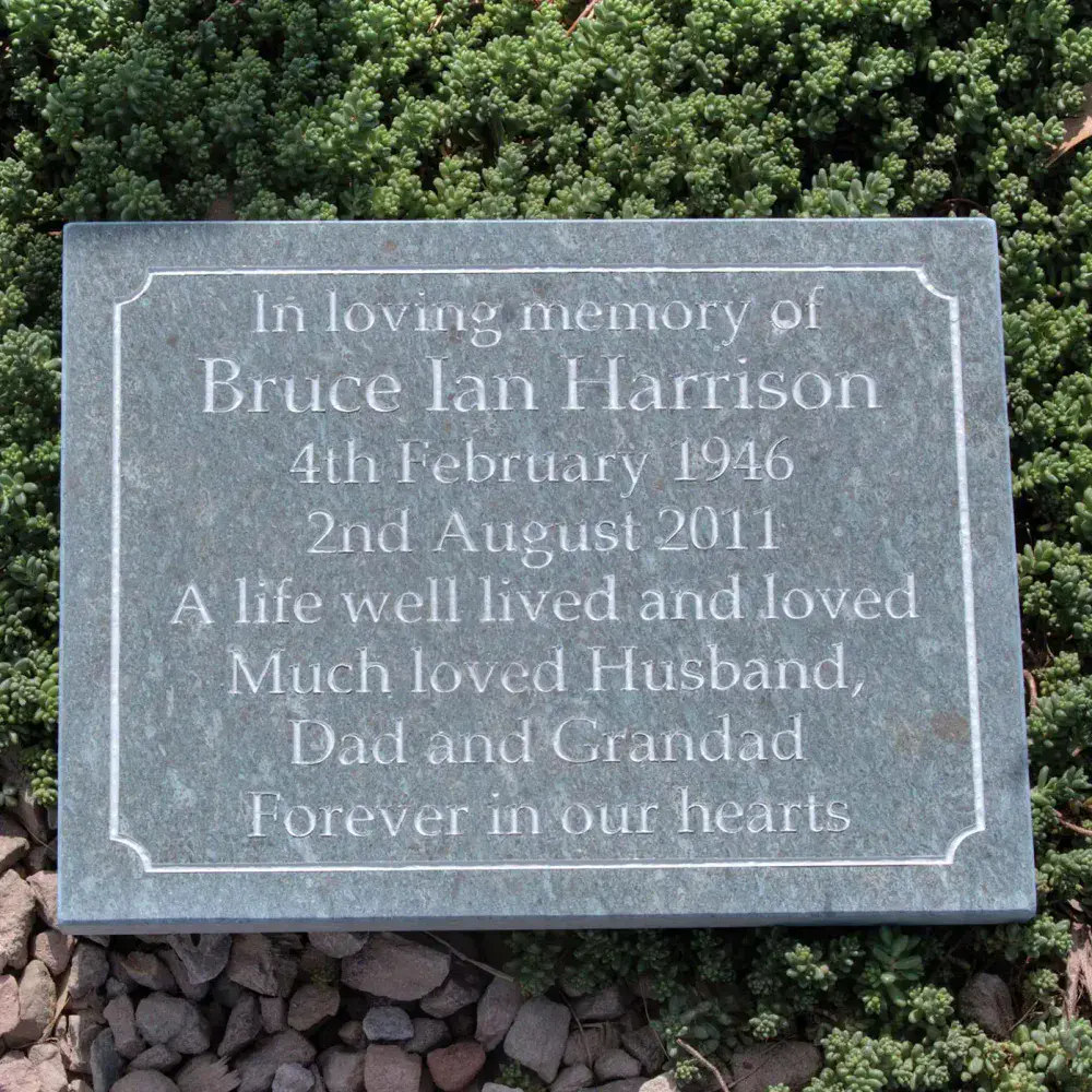 Lakeland Green Slate Memorials - 20mm thick