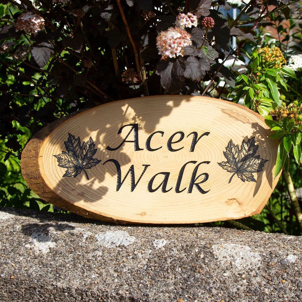 Large Rustic Timber Slice with Carved Letters