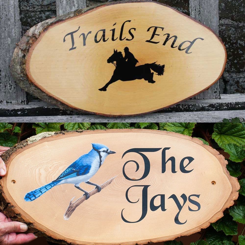 Large Rustic Timber Slice with Vinyl Letters