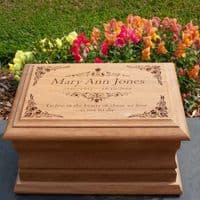 Standard Oak Casket With Laser Engraved Top | The Sign Maker Shop