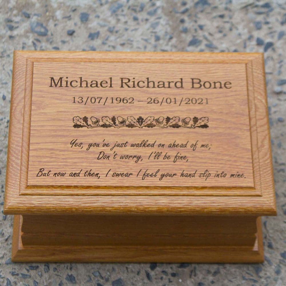 Lasered Engraved Standard Oak Casket