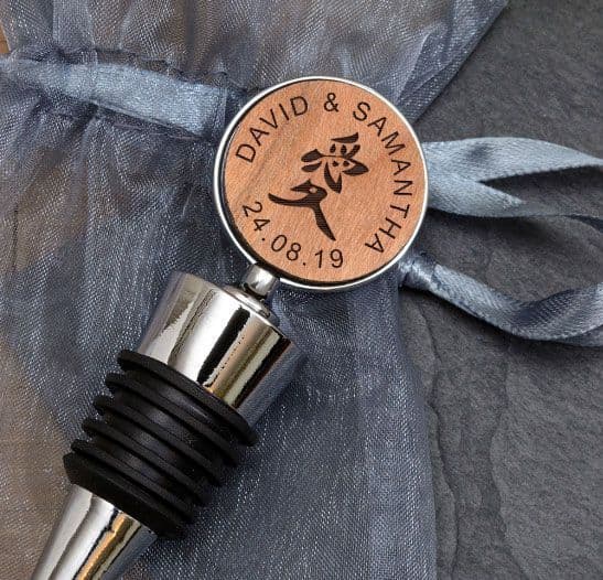 Love Symbol Cherry Wood Bottle Stopper