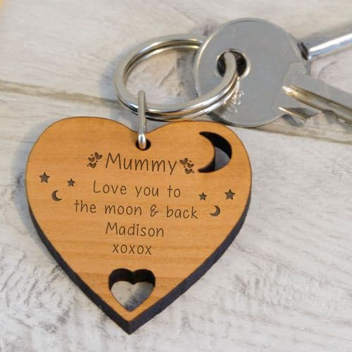 Love you to the moon & back- Wooden Key Ring | The Sign Maker Shop

