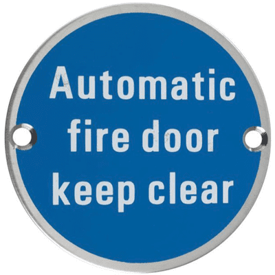 Mandatory  Aluminium Fire Sign - SSARC - Automatic Fire Door Keep Clear
