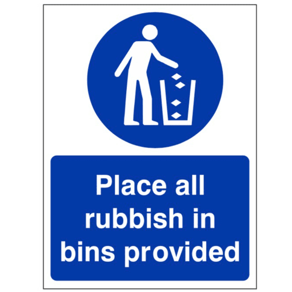 Mandatory Information Sign - MAG- Place All Rubbish In The Bins Provided