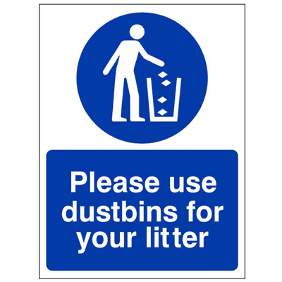 Mandatory Information Sign - MAG - Please Use Dustbins For Your Litter