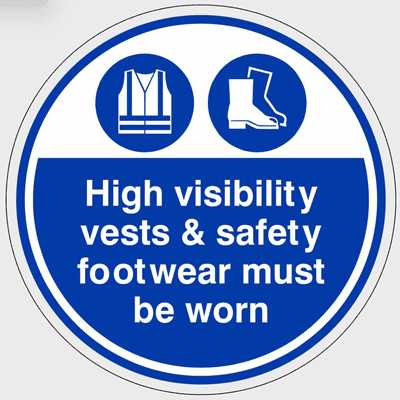 Mandatory Safety Sign - ASMAP - High Visibility Vests & Safety Footwear Must Be Worn