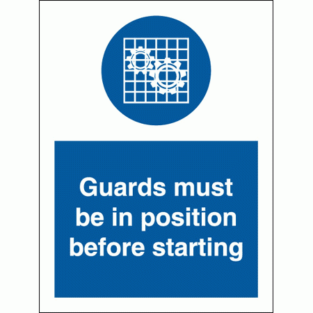 Mandatory Safety Sign - Guards Must Be In Position Before Starting (5729)