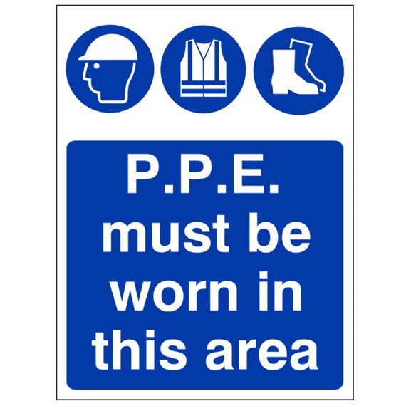 Mandatory Safety Sign - MAP - P.P.E Must Be Worn In This Area