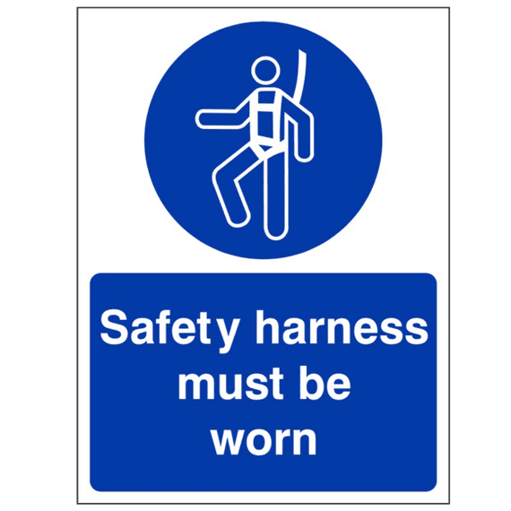 Mandatory Safety Sign - MAP - Safety Harness Must Be Worn