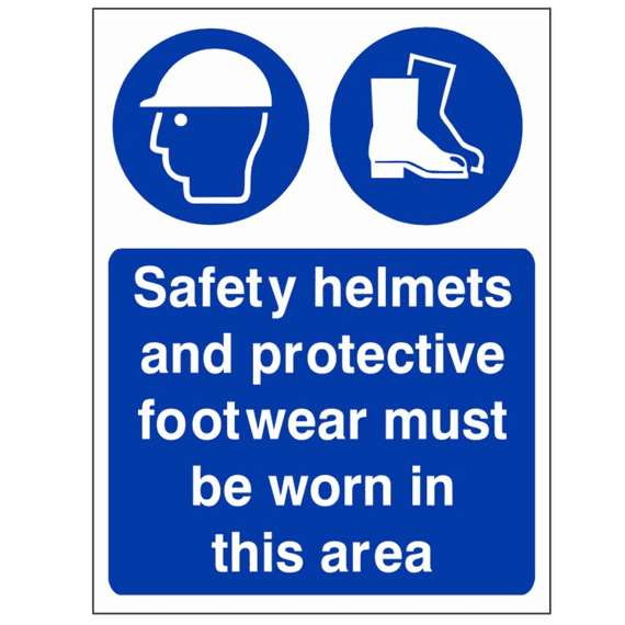 Mandatory Safety Sign - MAP - Safety Helmets And Protective Footwear Must Be Worn In This Area