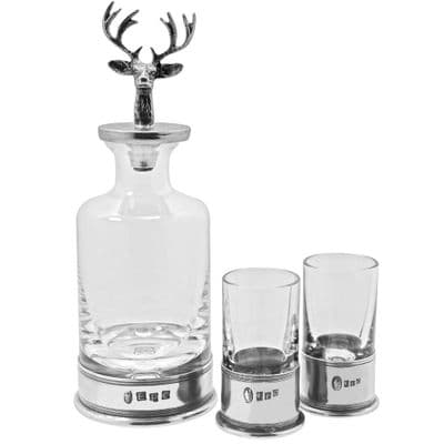 Mini Pewter Stag Decanter Set