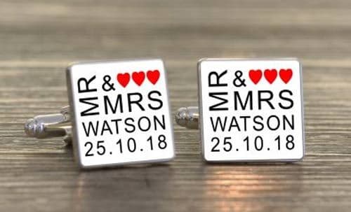 Mr and Mrs Cufflinks with Hearts