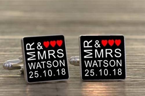 Mr and Mrs Cufflinks with Hearts
