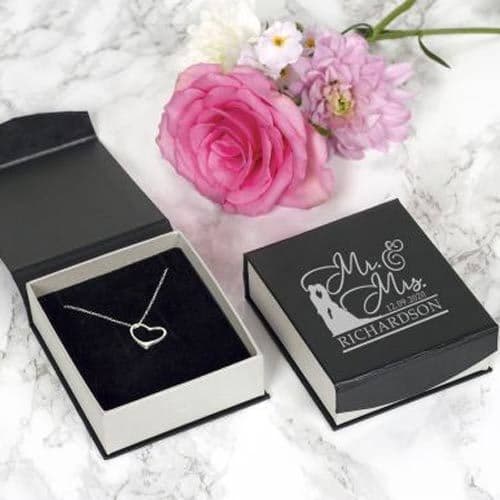 Mr & Mrs Silver Heart Necklace | The Sign Maker Shop
