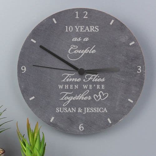 Personalised Natural Slate Anniversay Clock | The Sign Maker Shop