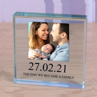 New Family  - Small Glass Photo Block