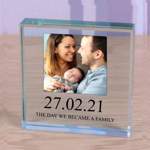 New Family  - Small Glass Photo Block | The Sign Maker Shop