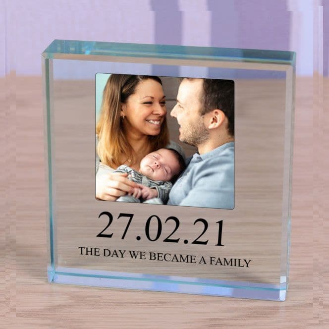 New Family - Small Glass Photo Block