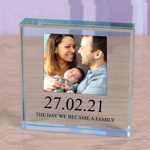 New Family - Small Glass Photo Block | The Sign Maker Shop