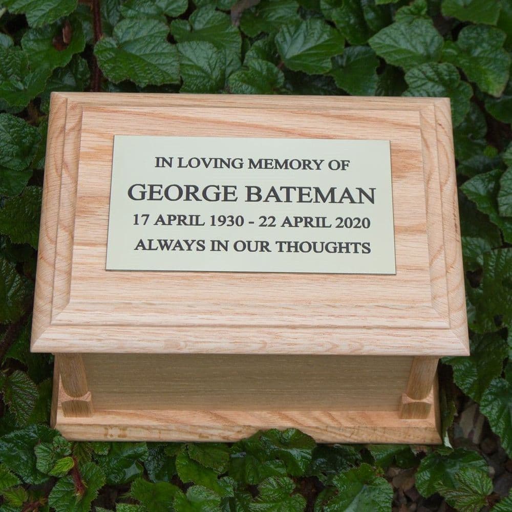 Oak Casket With Corner Pillars