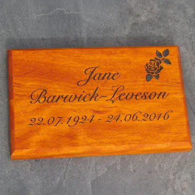Opepe Wood Memorial Plaque