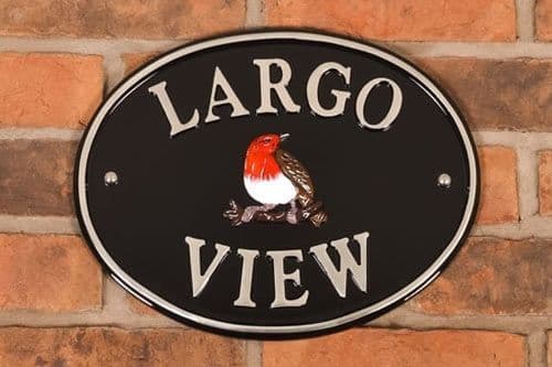 Oval Shape Cast Aluminium Sign - Polished Curved Text