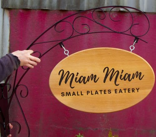 Large Oval Wooden Sign with Metal Bracket | The Sign Maker Shop